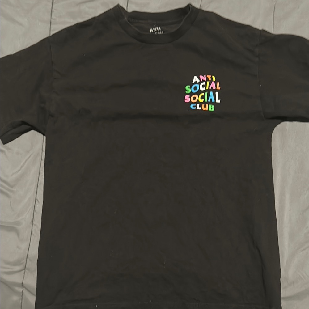Anti Social Social Club Black Tee with Multicolor Logo